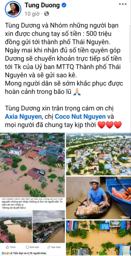 Hà Hồ, Quỳnh Lương và nhiều nghệ sĩ Việt góp tiền, nơi ở hỗ trợ đồng bào bị ảnh hưởng bởi siêu bão Yagi - Ảnh 7.