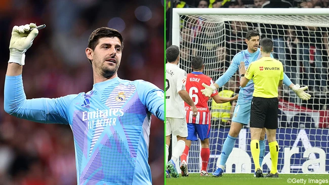 Derby Madrid gặp sự cố liên quan tới thủ môn Thibaut Courtois, trận đấu phải hoãn 15 phút - Ảnh 1.